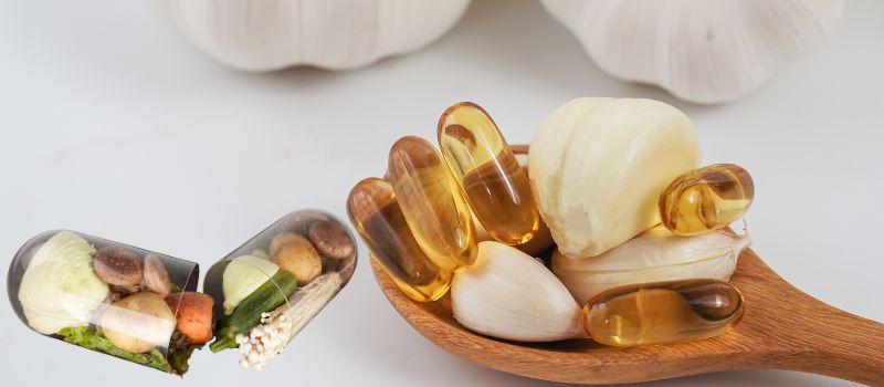 a bowl of food and a pill ingredients