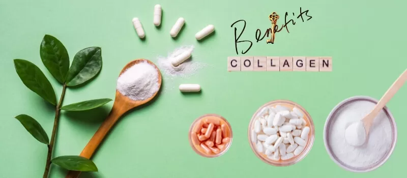 A spoon filled with collagen powder, highlighting its benefits for skin health and vitality.